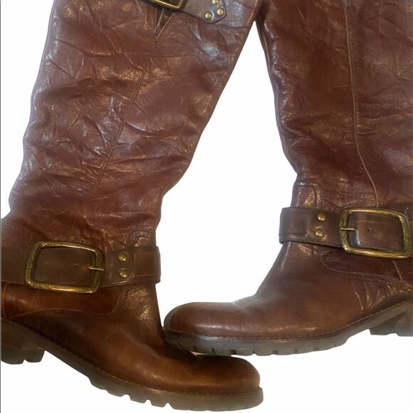 Women's Jessica Simpson Tall Brown  Crinkled Leather Boots / 6.5B / EUC - Picture 2 of 11